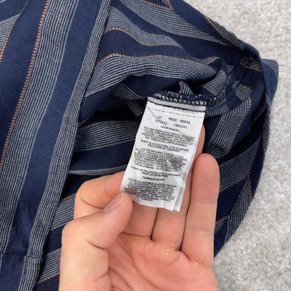 Blue striped Columbia technical shirt XXL men's short sleeve button up autumn y2k style