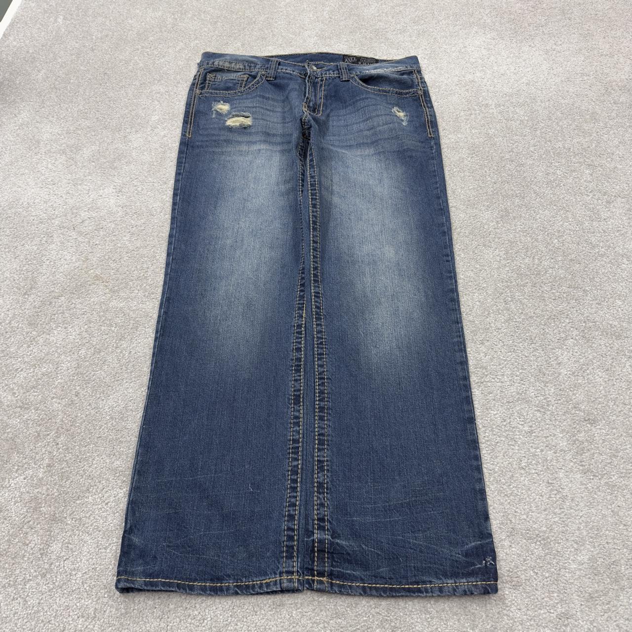 Y2K embroidered jeans 2000s style blue denim Relaxed straight leg TK Axel skater style pants