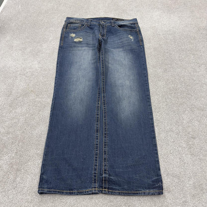 Y2K embroidered jeans 2000s style blue denim Relaxed straight leg TK Axel skater style pants