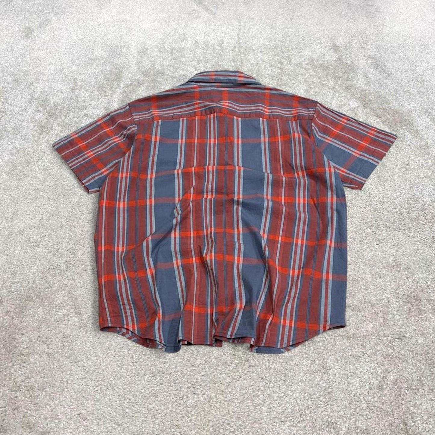 Columbia checkered short sleeve shirt blue red Surf style check shirt summer festival