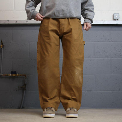 Dickies carpenter jeans loose faded tan Loose canvas skate style cargo work pants