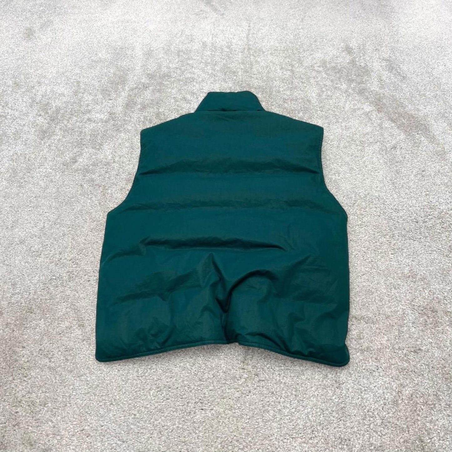 Eddie Bauer technical puffer gilet L women’s green full zip goose down vest outdoors hiking autumn