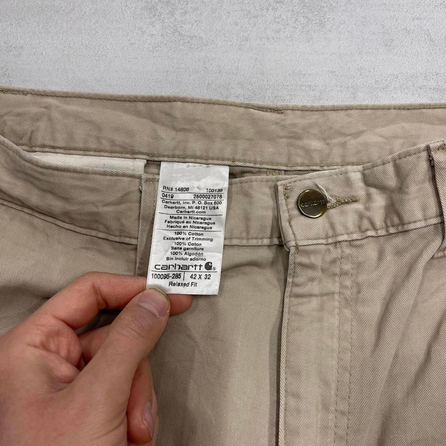 Carhartt carpenter pants W42 L32 beige relaxed fit 90s style cargos