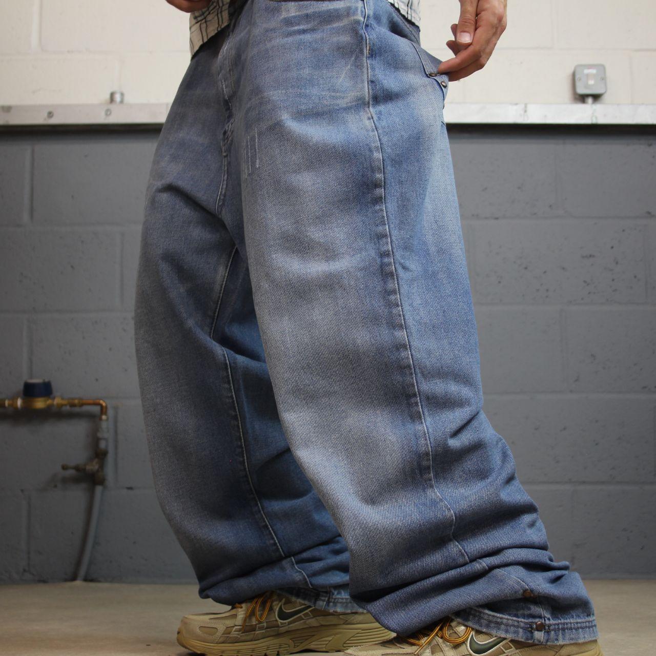 Y2K Ruff Ryders baggy embroidered skate jeans W36L32 blue Wide leg surf jeans large embroidery