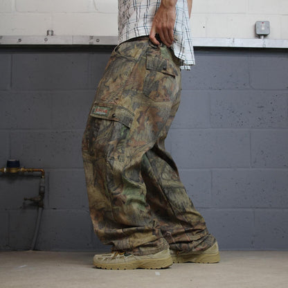 Baggy camo cargo trousers wide leg Y2K khaki Scent Lok loose fit Advantage camouflage