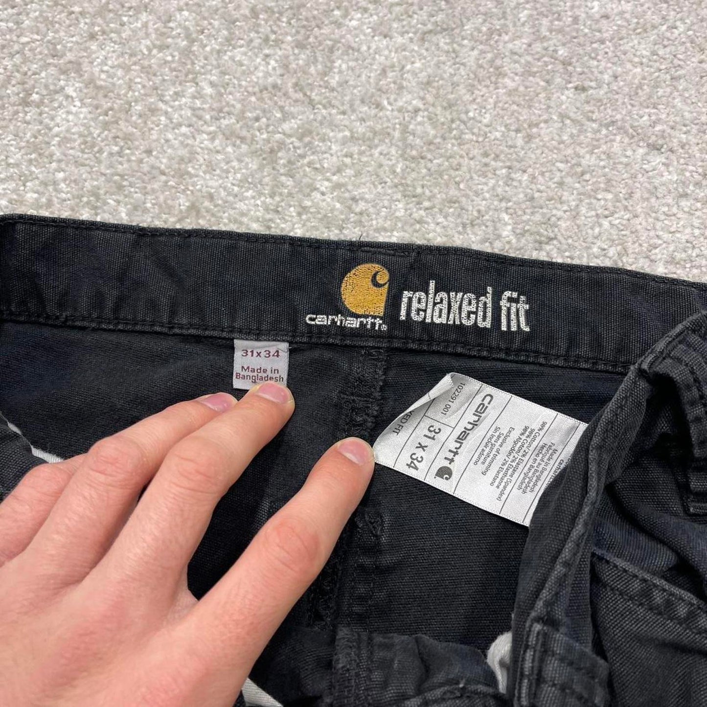 Y2K vintage carhartt carpenter pants black Relaxed fit canvasy skate style workwear cargo pants