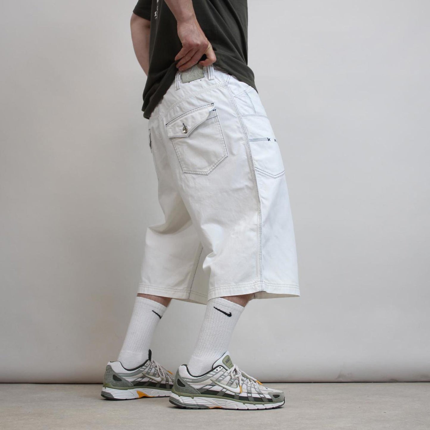 Mens Baggy Sean John jorts W38 long wide leg skater 90s style extra pocket hip hop
