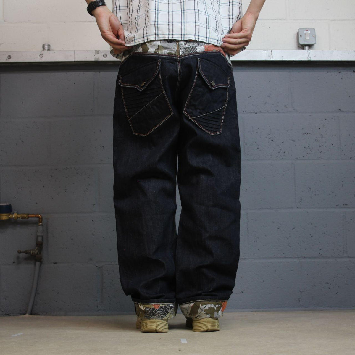 Y2K Artful Dodger Cutter Lads jeans navy straight leg big design hip hop style pants