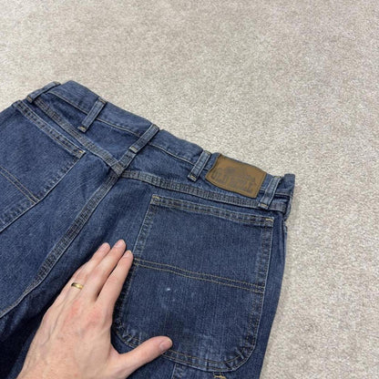 Denim cargo shorts carpenter blue Old Mill skater style summer festival cargo jorts