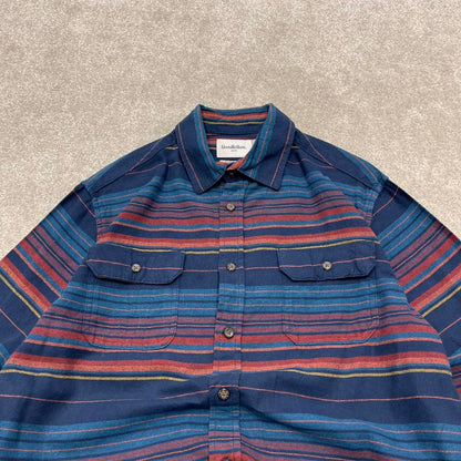 Striped flannel shirt autumnal M navy Goodfellow men's long sleeve button up y2k style