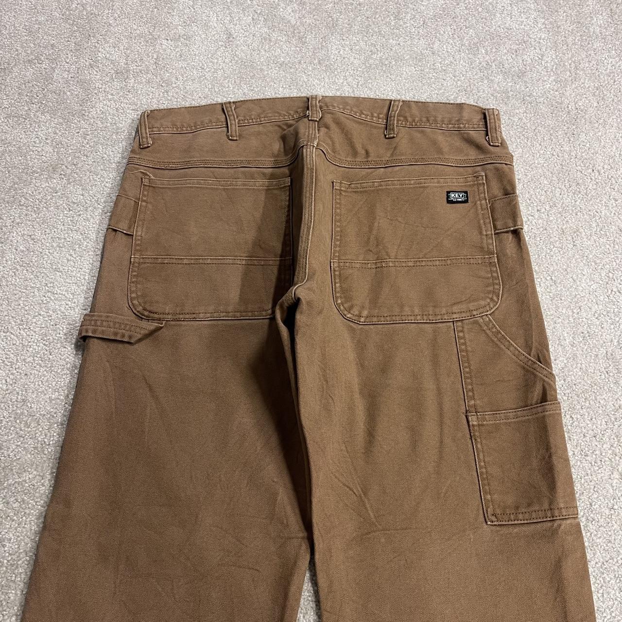 Washed brown carpenter jeans y2k W34L28 Key Workwear straight leg canvas skater pants