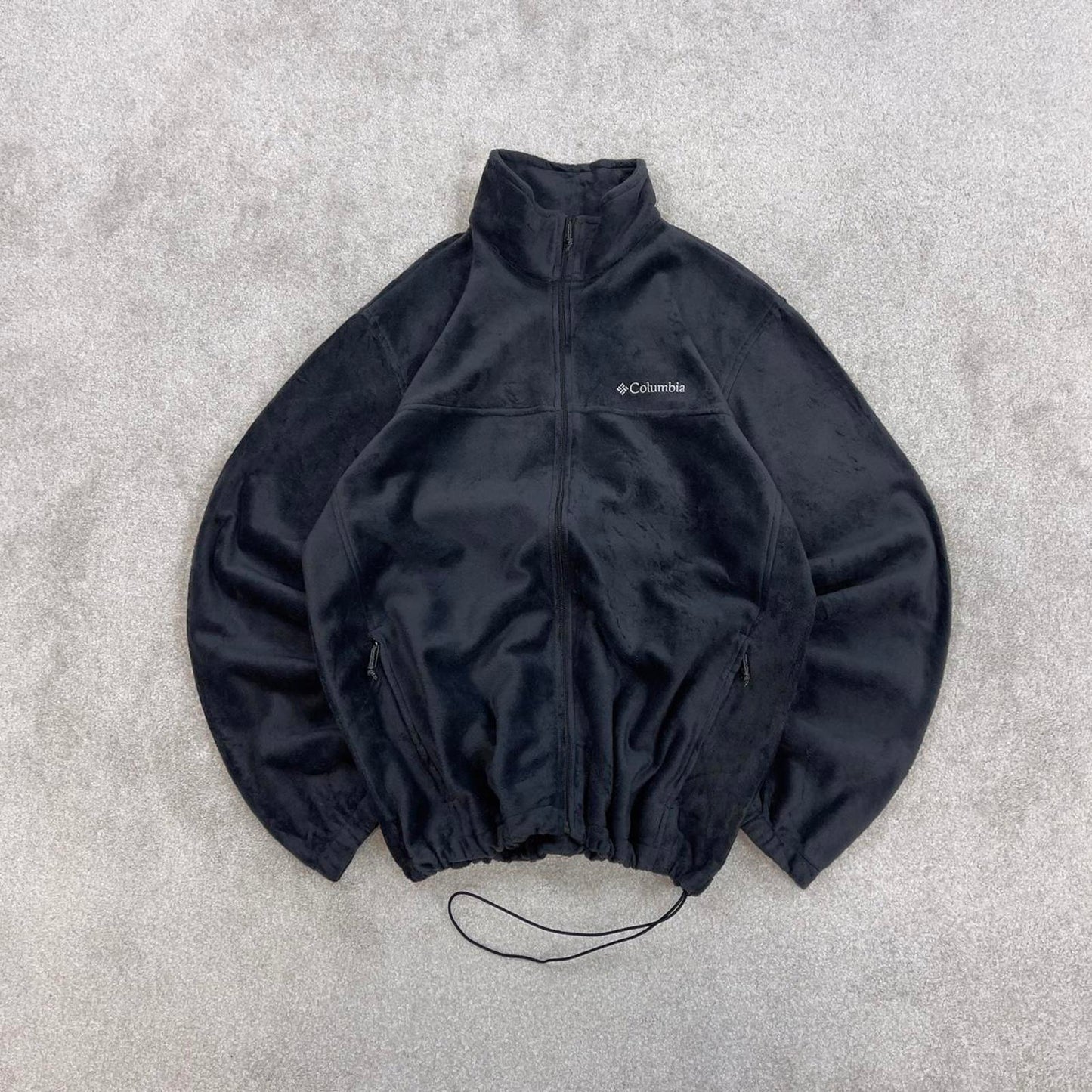 Grey Columbia technical zip up fleece Large y2k style autumn adjustable waist