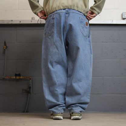 Carhartt baggy work jeans relaxed blue Loose thick 100% cotton denim skate style work pants