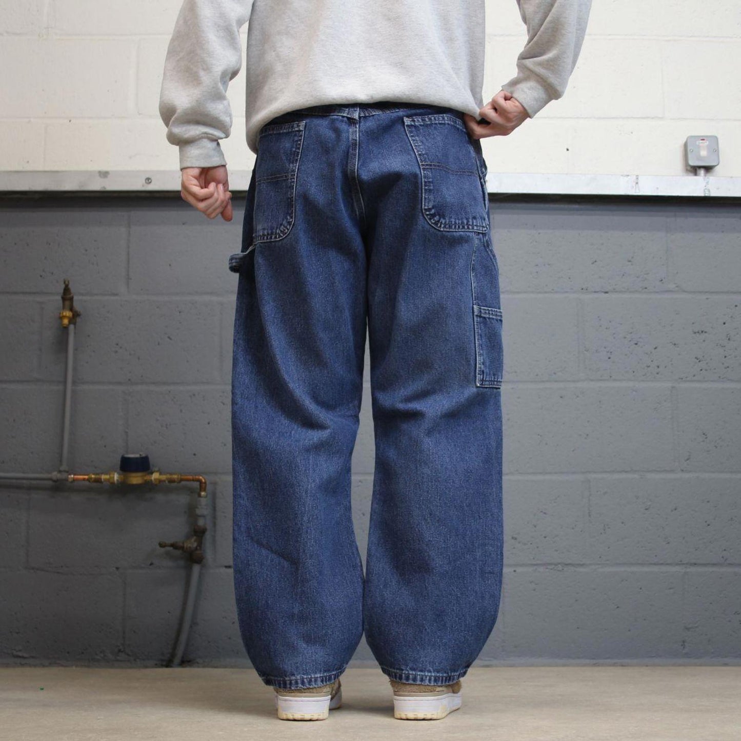Y2K baggy fit Wrangler carpenter jeans blue Loose wide leg denim skate style workwear cargo pants