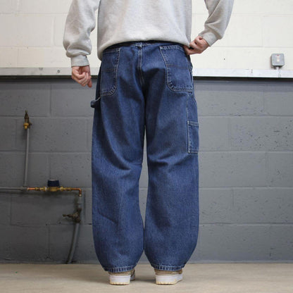 Y2K baggy fit Wrangler carpenter jeans blue Loose wide leg denim skate style workwear cargo pants