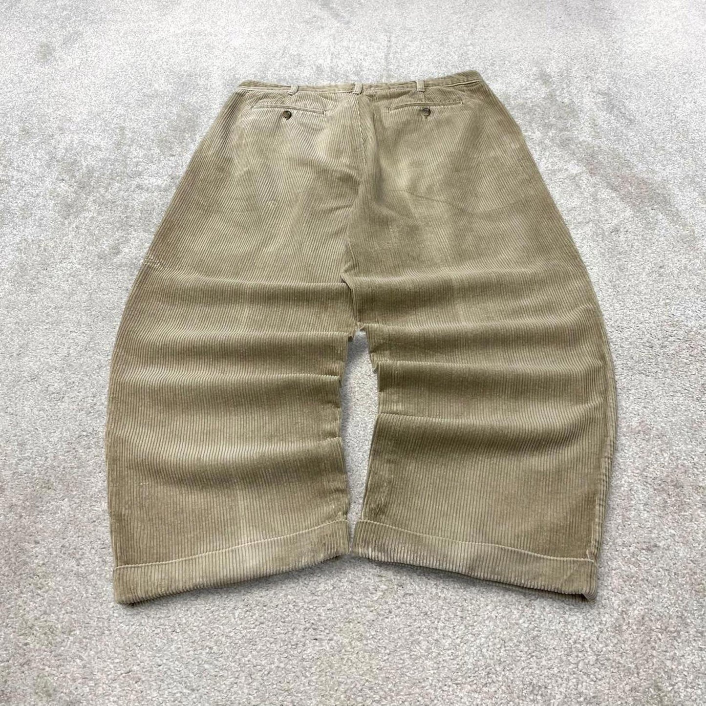 Baggy pleated Croft & Barrow corduroy pants W36L28 beige wide wale jumbo cord trousers 90s skater