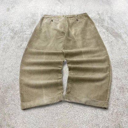 Baggy pleated Croft & Barrow corduroy pants W36L28 beige wide wale jumbo cord trousers 90s skater