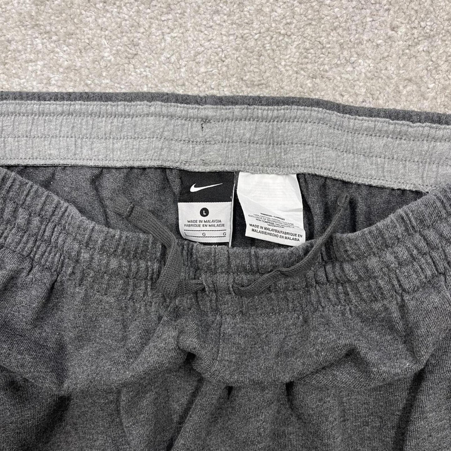 Y2k Nike baggy sweatpants joggers grey Large Loose Swoosh logo tracksuit bottoms