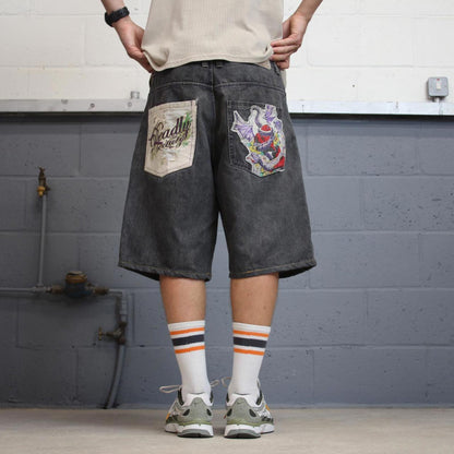 Grey Raw Blue Denim Jorts W36
