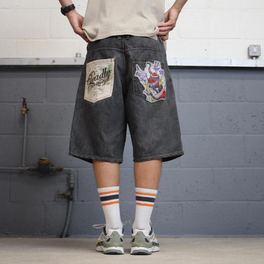 Grey Raw Blue Denim Jorts W36