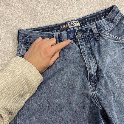 Baggy denim shorts carpenter blue Urban Star skater style summer festival cargo jorts