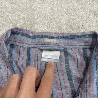 Y2K striped shirt short sleeve Columbia blue Surf style stripey shirt summer festival