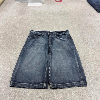 Y2K embroidered denim skate jorts blue Loose Urban Pipeline summer festival shorts