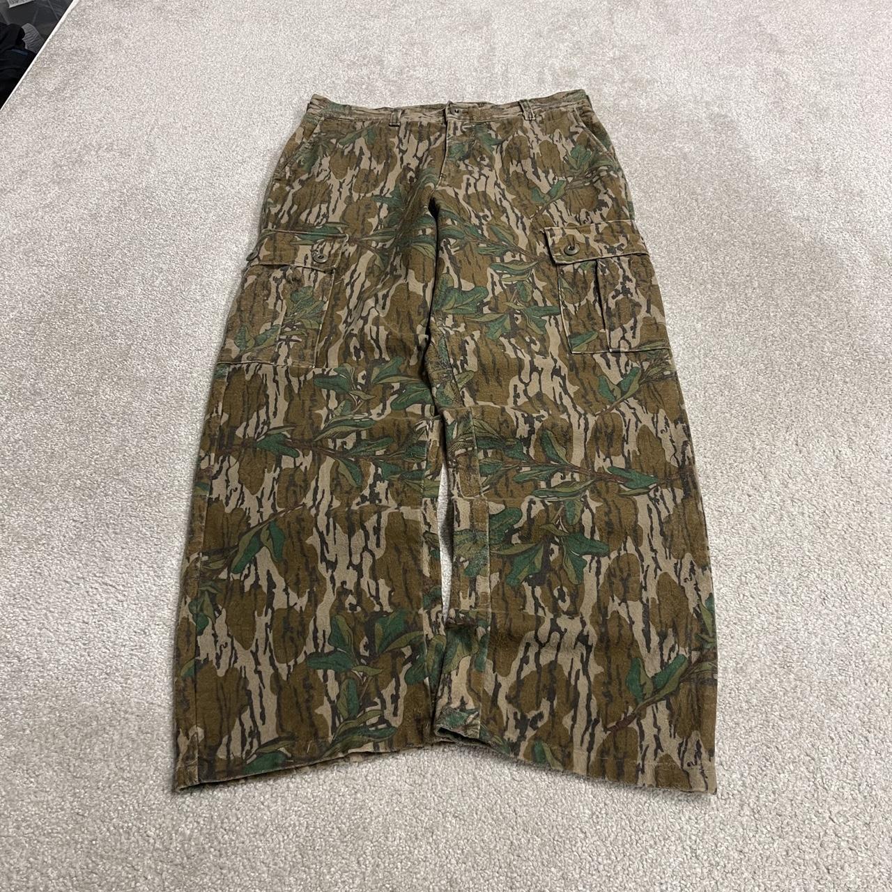 Vintage baggy realtree style camo cargo pants Y2K brown 100% cotton thick fleece tree camouflage