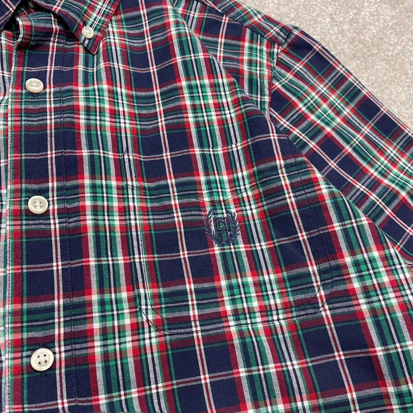 00s Chaps checkered shirt navy M men's long sleeve button up autumn y2k style technical