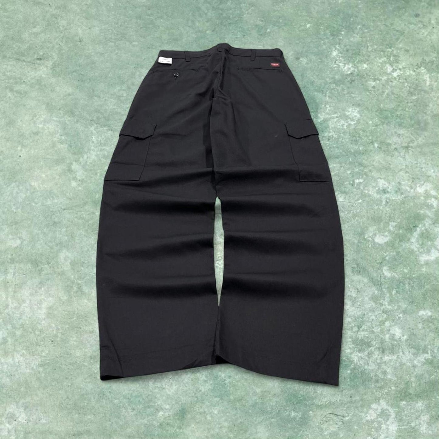 Vintage y2k work cargo pants loose black Chino style skate trousers Red Kap workwear patch logo