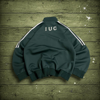 Y2K Adidas track top jacket embroidered green XL men’s Sporty tracksuit stripes, logos, zip pockets