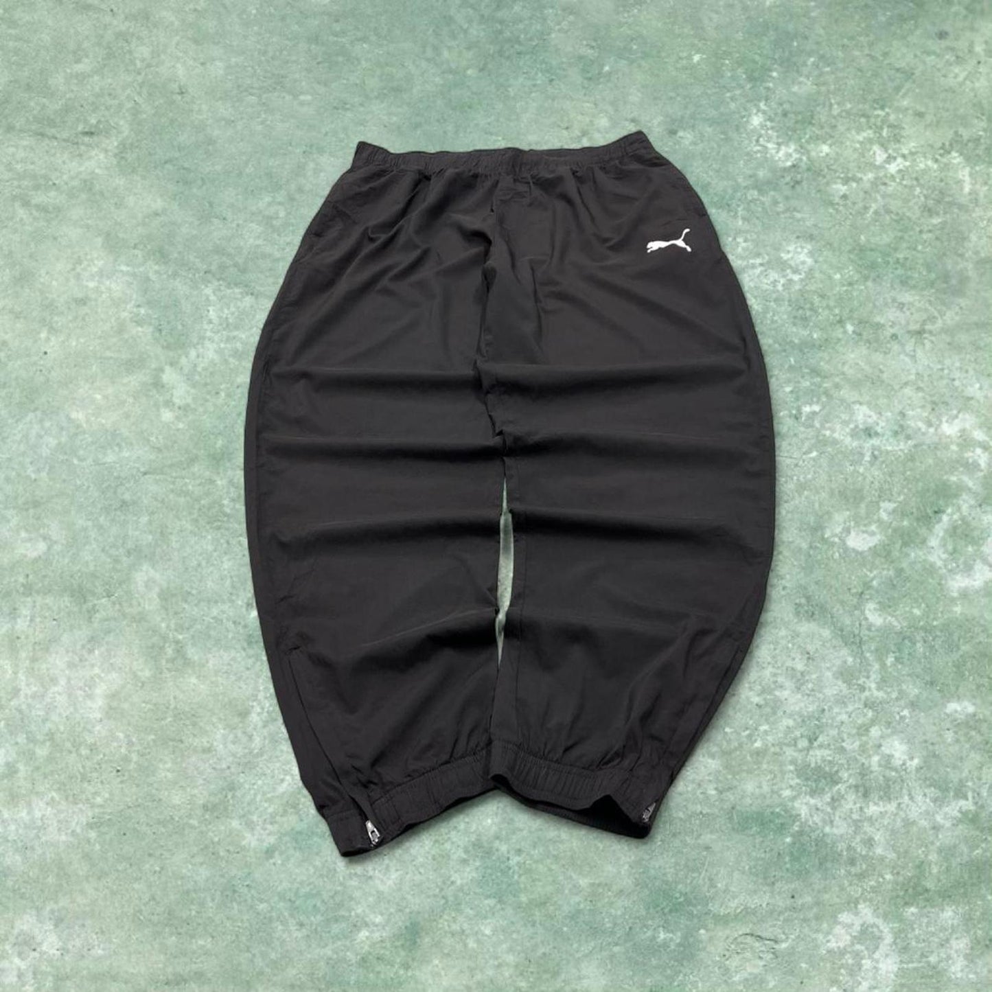 Vintage y2k Puma tracksuit bottoms black Loose floaty drawstring gym track pants
