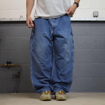 Baggy Carhartt carpenter jeans work pants blue Loose wide leg denim cargo skate style workwear