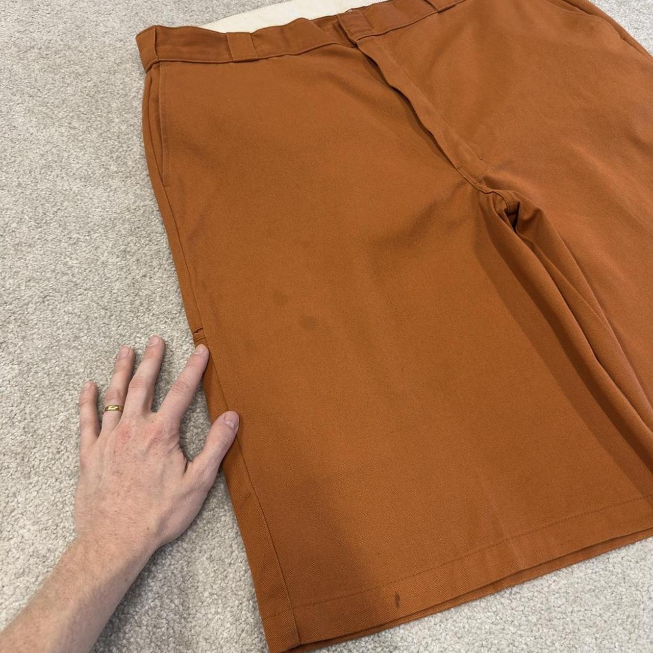 Orange baggy Dickies carpenter chino shorts Chino style skater shorts long wide leg festival