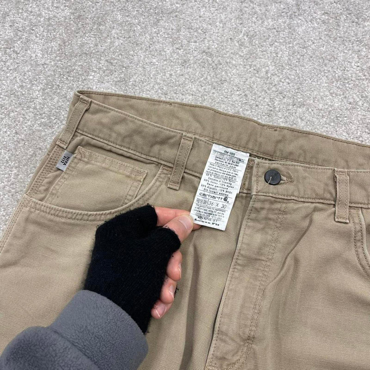 Carhartt FR carpenter jeans W36L30 mens beige loose 00s y2k style cargo trousers