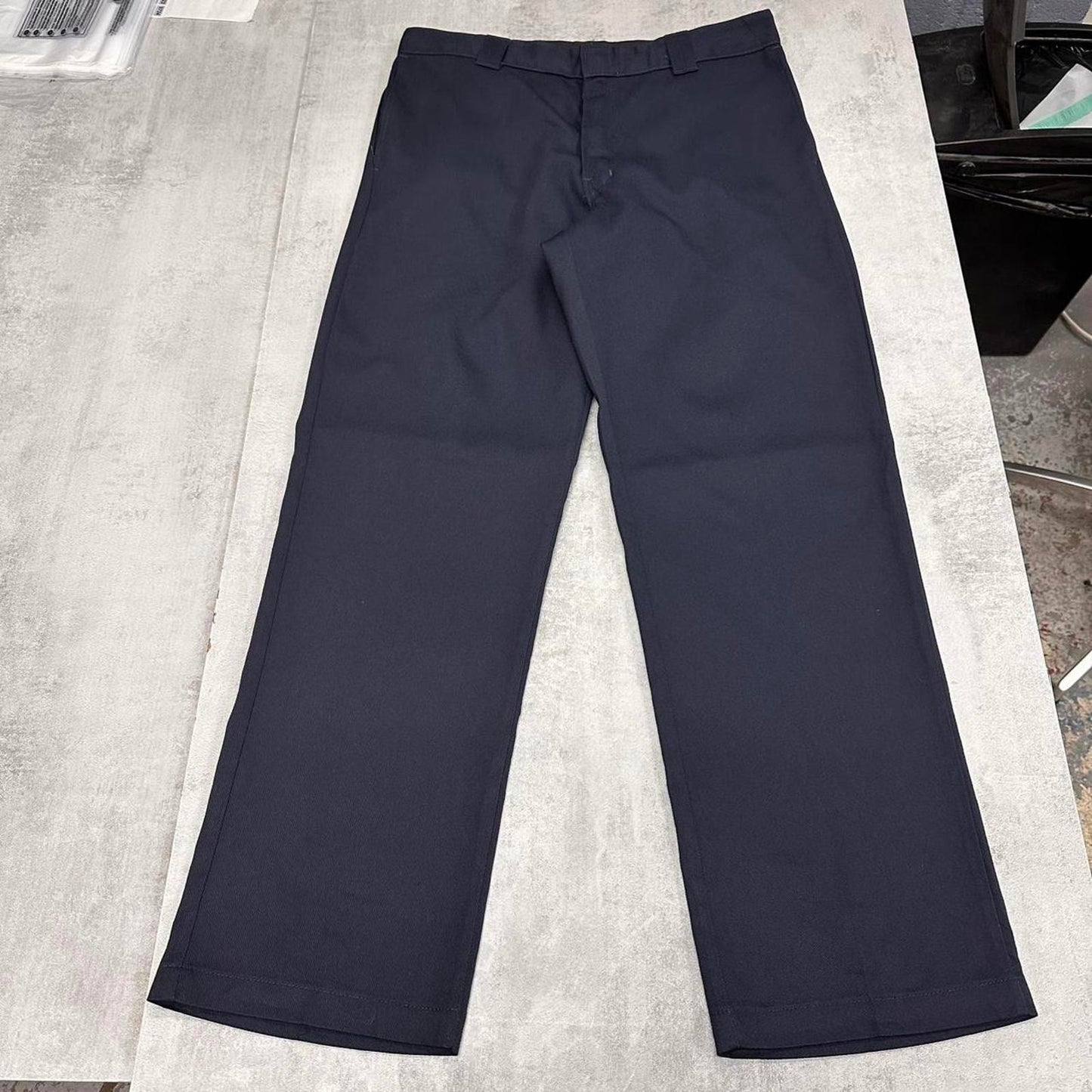 Navy Dickies 874 pants W36L32 twill style chino skate trousers Flex
