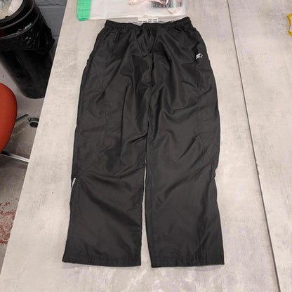 Black Starter tracksuit bottoms M Loose y2k shell suit trackies print logo