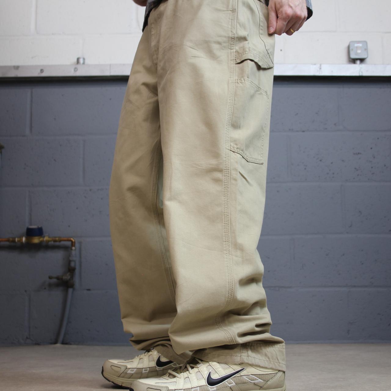 Y2K baggy carpenter jeans beige canvas W34L32 Amazon Essentials 100% cotton loose skater pants