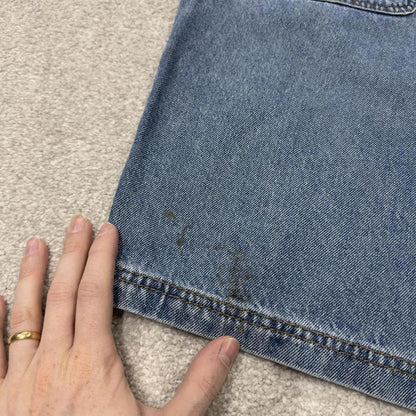 Denim carpenter shorts cargo loose blue Workwear style surf festival jorts