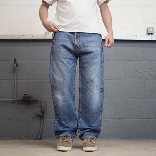 Blue Levis 505 jeans W38L30 blue loose straight leg y2k style pants red tab logo