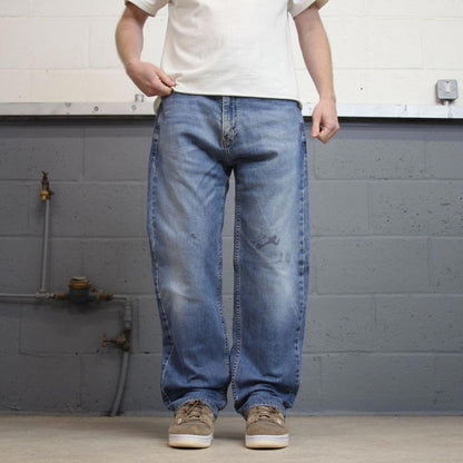 Levis 505 jeans casual streetwear W38L30 blue straight leg y2k style denim pants red tab logo skate