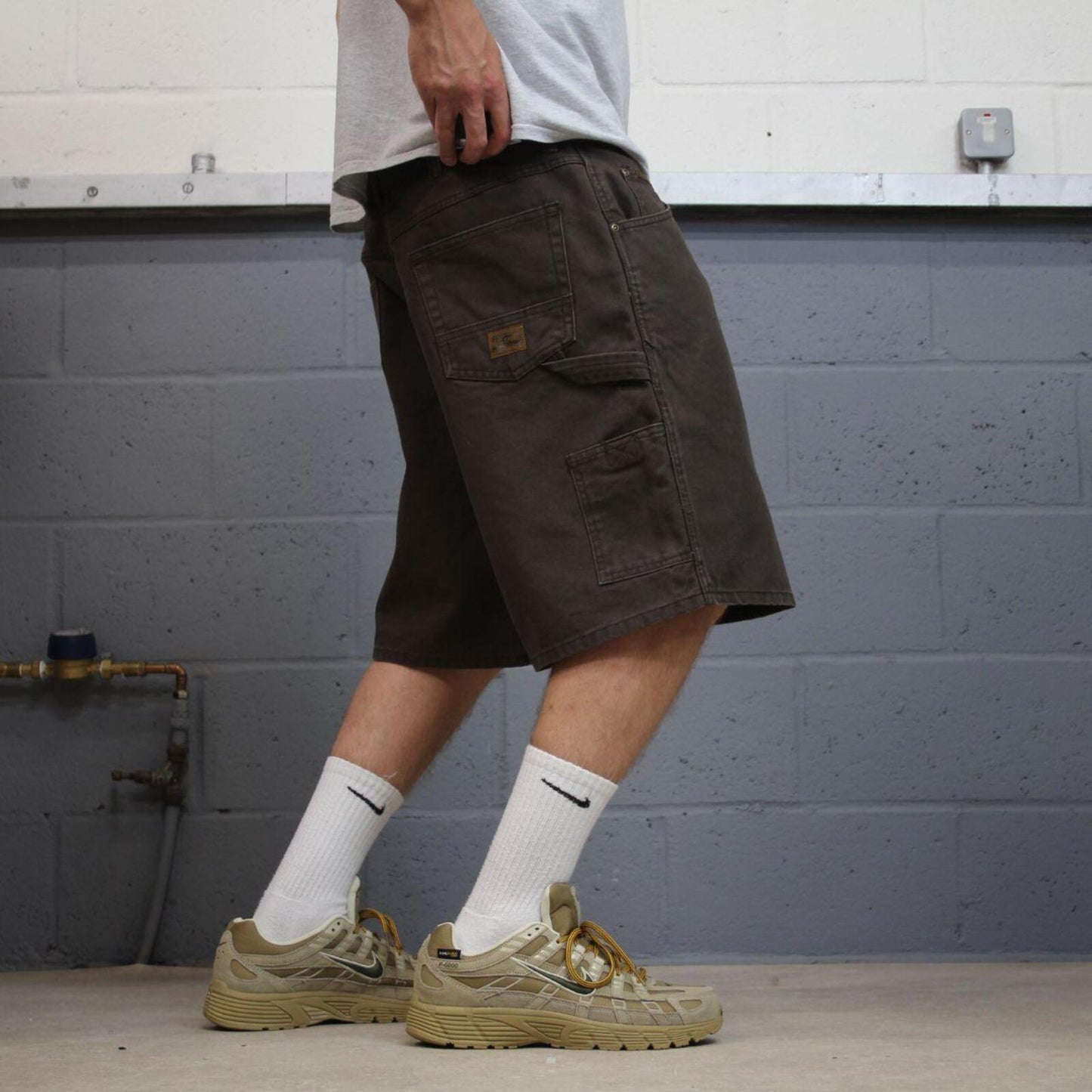 Baggy carpenter shorts canvas cargo brown Big Smith skater style surf jorts