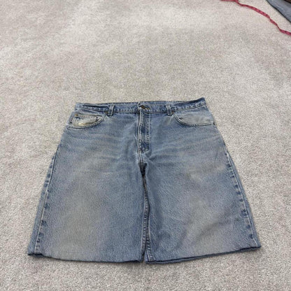 Carhartt denim shorts y2k faded blue Loose skater style work jorts