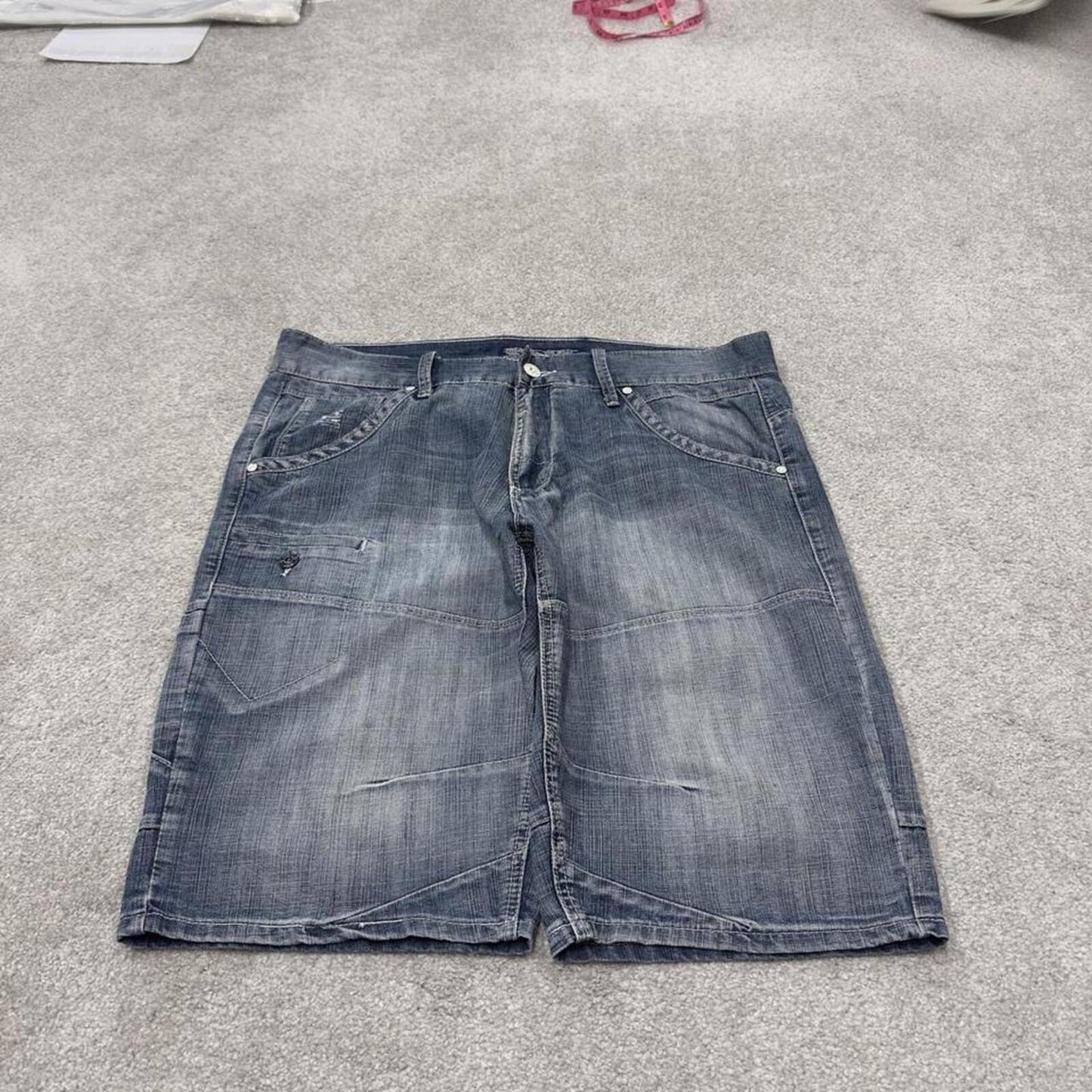 Y2K denim shorts festival jorts blue Projek Raw summer jean shorts