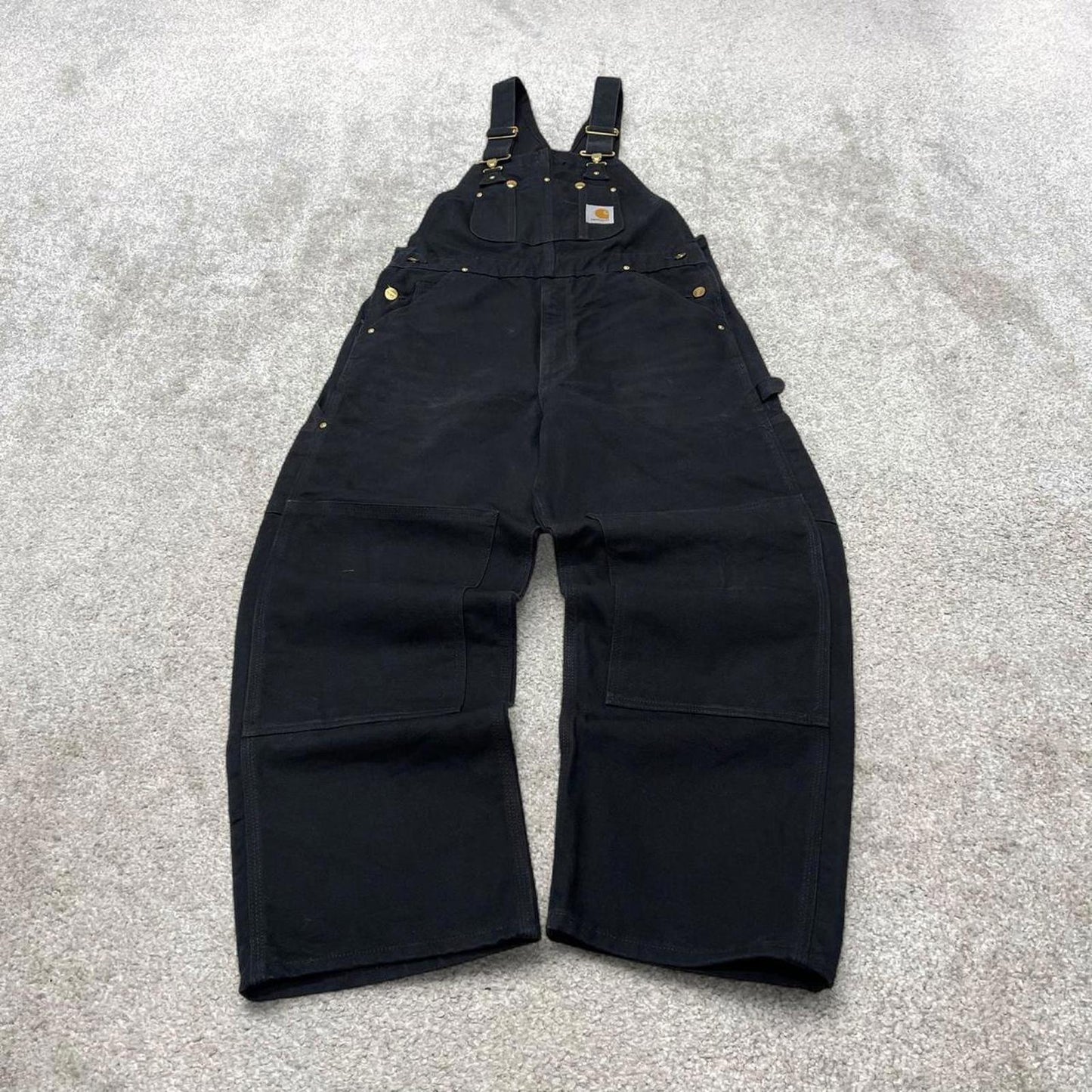 Vintage Carhartt dungarees W34L28 mens canvas overalls black utility worker skater