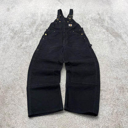 Vintage Carhartt dungarees W34L28 mens canvas overalls black utility worker skater