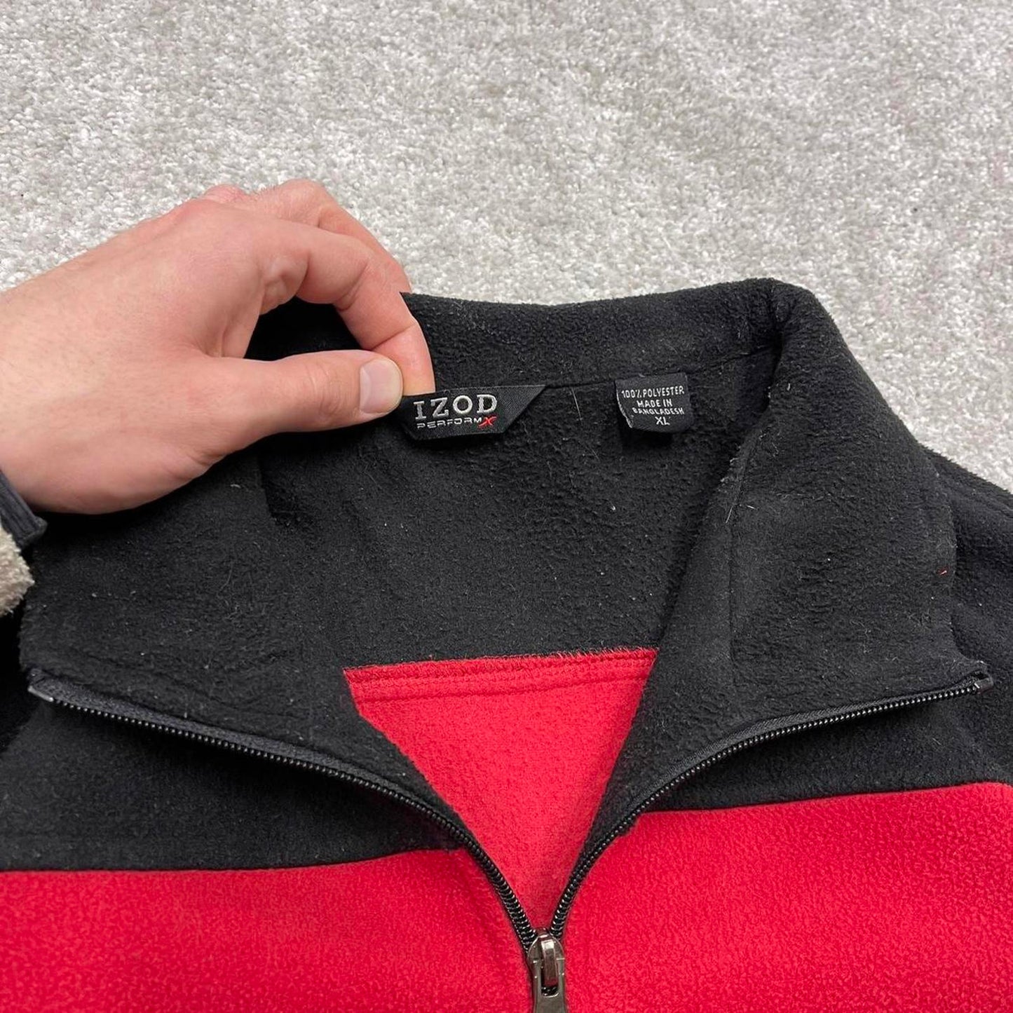 00s Izod technical fleece XL Men's Red y2k style 1/4 zip autumn pull over Sportswear