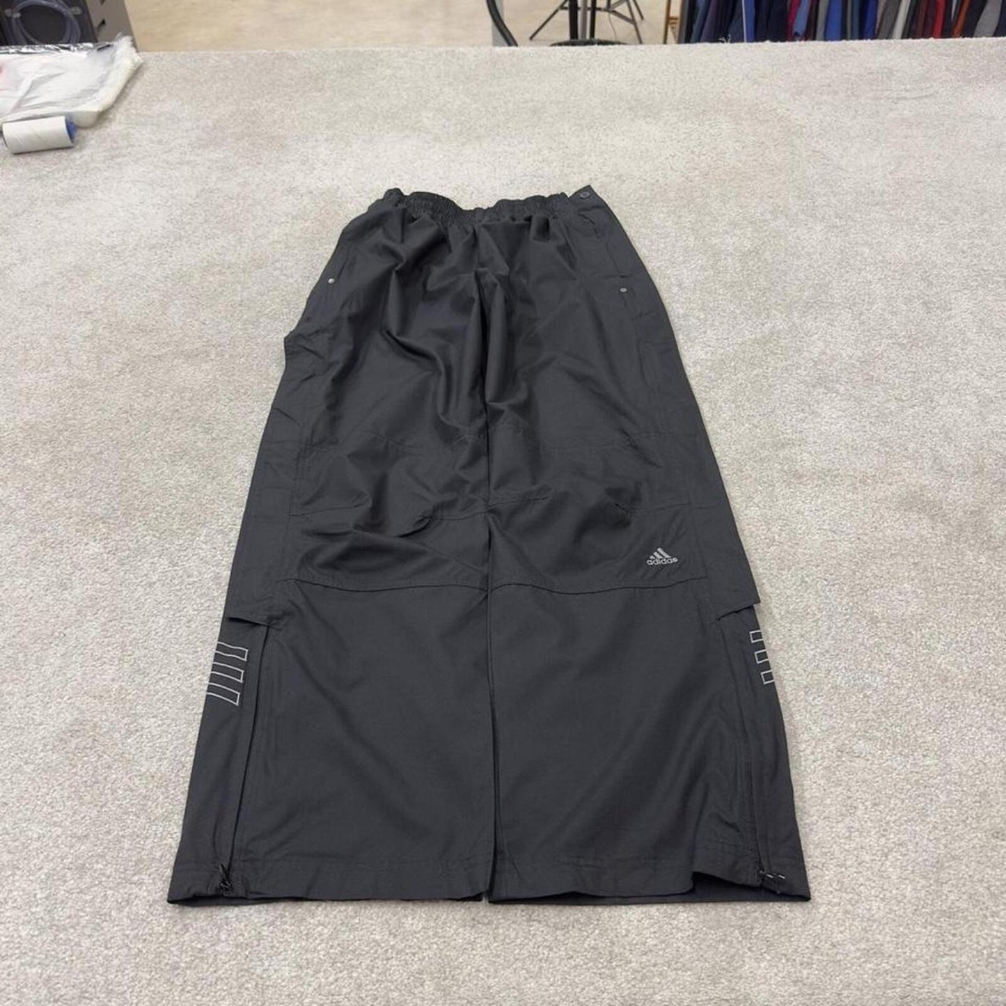 Adidas tracksuit bottoms loose leg black Loose Velcro leg embroidered track pants