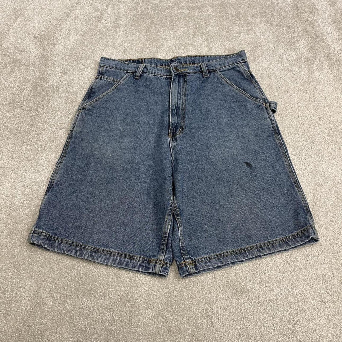 Denim cargo shorts y2k carpenter blue Loose Full Blue skater cargo surf jorts