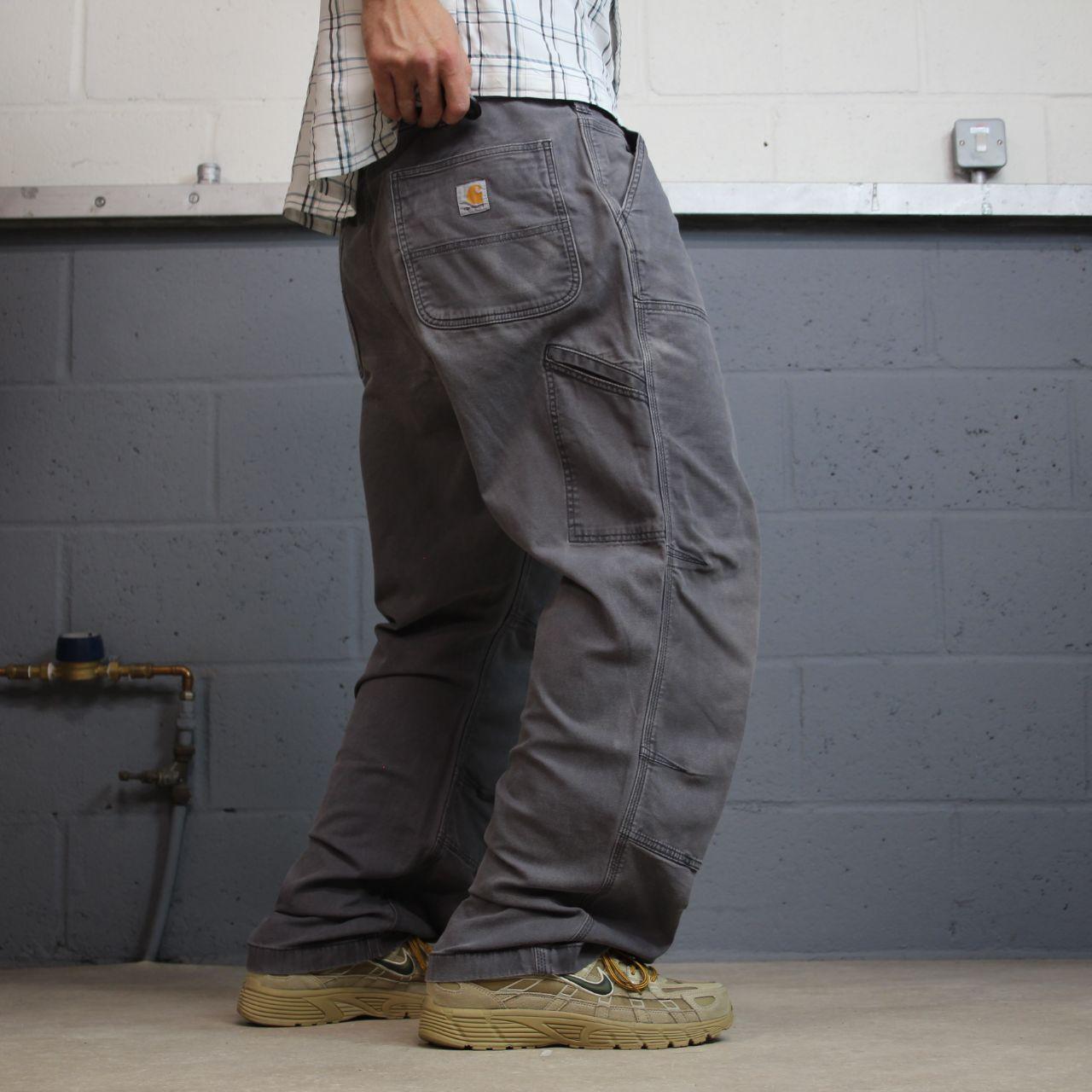 Carhartt double knee cargo jeans grey W42L32 Relaxed fit canvas carpenters, workwear skate pants